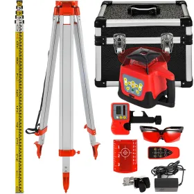 Niveau Laser Rotatif avec Trépied et Mire — Portée Mesure 500 m Kit Laser Rotatif avec Trépied et Mire — 5 m Mire