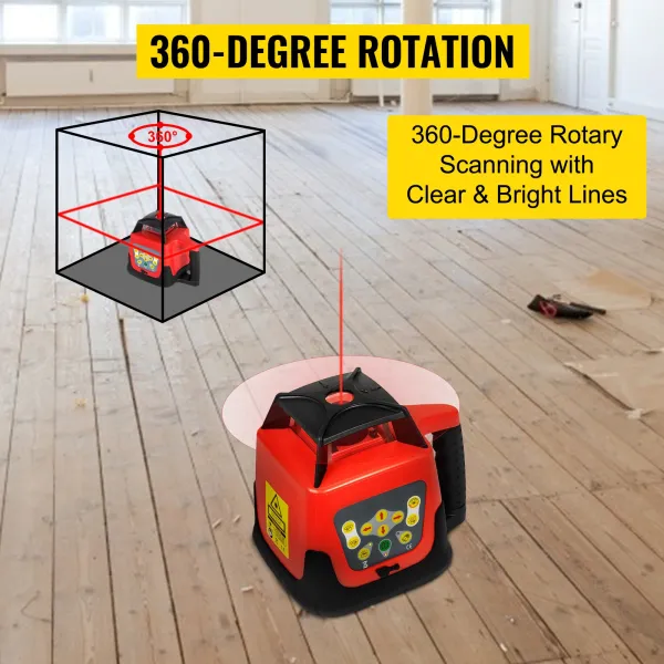 Niveau Laser Rotatif avec Trépied et Mire — Portée Mesure 500 m Kit Laser Rotatif avec Trépied et Mire — 5 m Mire