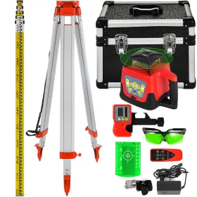 Niveau Laser Rotatif avec Trépied et Mire — Portée 500 m Kit Laser Rotatif avec Trépied et Mire — 5 m Mire Arpentage