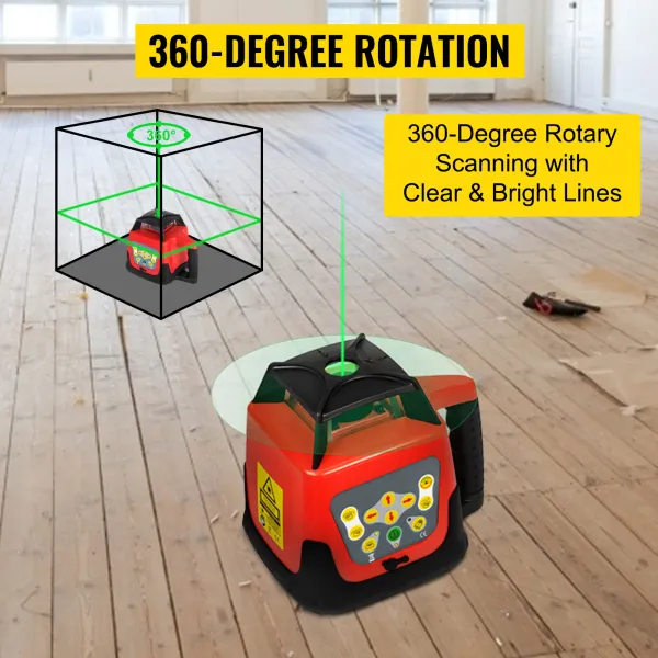 Niveau Laser Rotatif avec Trépied et Mire — Portée 500 m Kit Laser Rotatif avec Trépied et Mire — 5 m Mire Arpentage