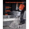 Marteau de Démolition 2200 W Marteau-Piqueur 66 J 1350 BPM Marteau Perforateur avec 2 Burins Remplaçables Poignée