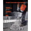 Marteau de Démolition 2200 W Marteau-Piqueur 66 J 1350 BPM Marteau Perforateur avec 4 Burins Remplaçables Poignée