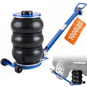 Cric Pneumatique 5 tonnes Plage 140-470 mm Cric de Levage Pneumatique 0,8-1,0 MPa 3 Coussins d’Air Poignée Longue