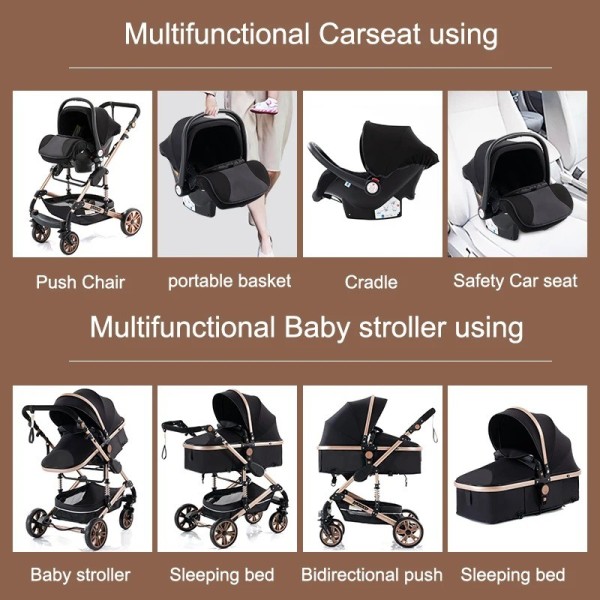 différentes configurations de la poussette 3 en 1 h739