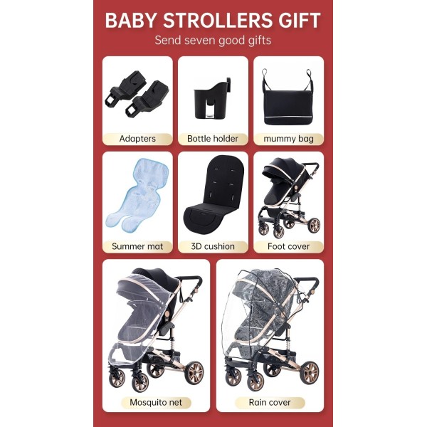 différents accessoires de la poussette 3 en 1 h739