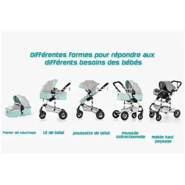 Les options de la poussette bébé 3 en 1 combinée