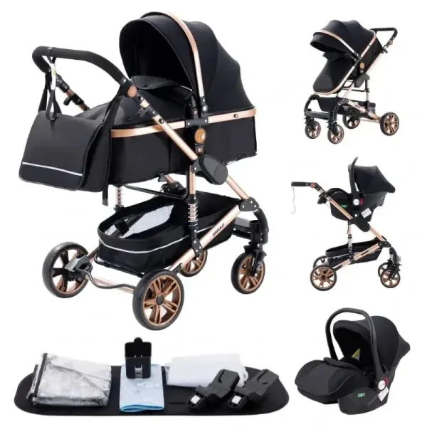 poussette h739 noir et or