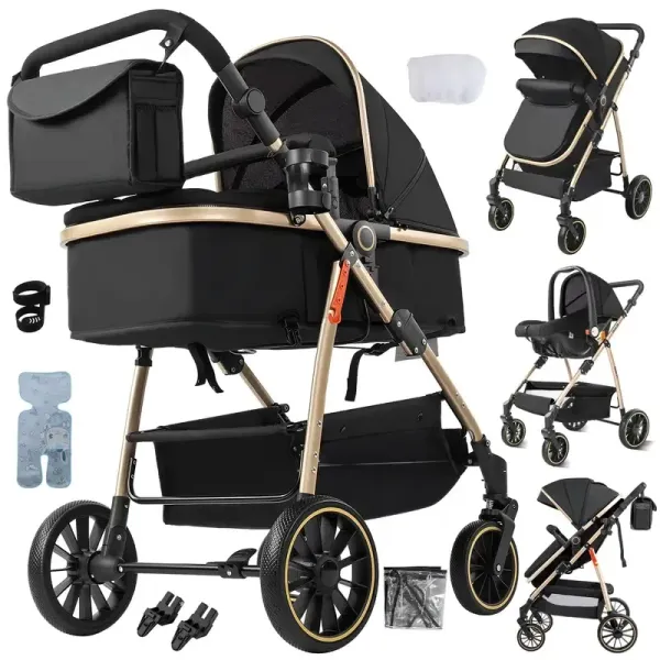 poussette v8 black gold