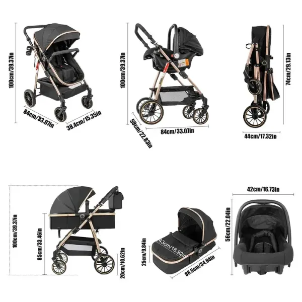 dimensions et pliages poussette v8