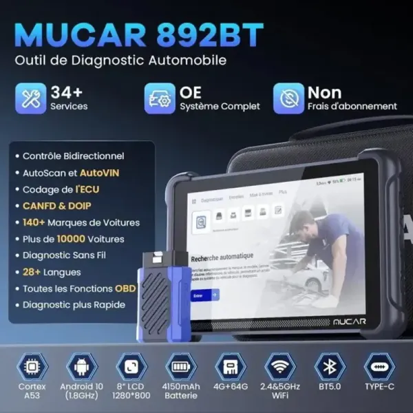 + de 34 services valise diagnostic mucar 892BT