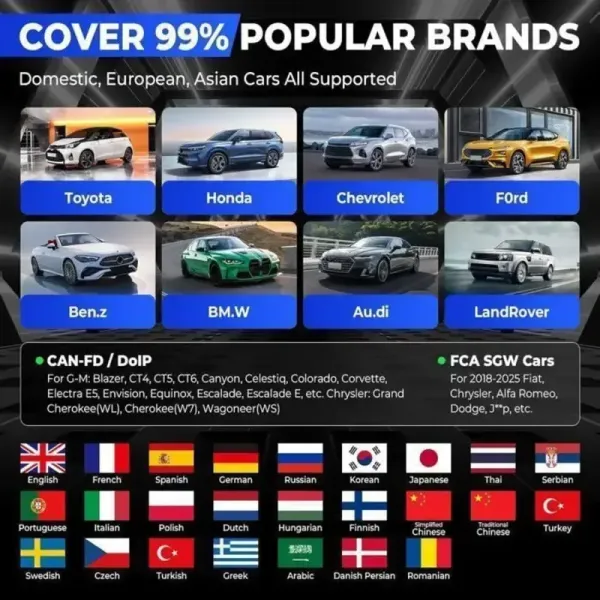 + de 99% de marques de voitures