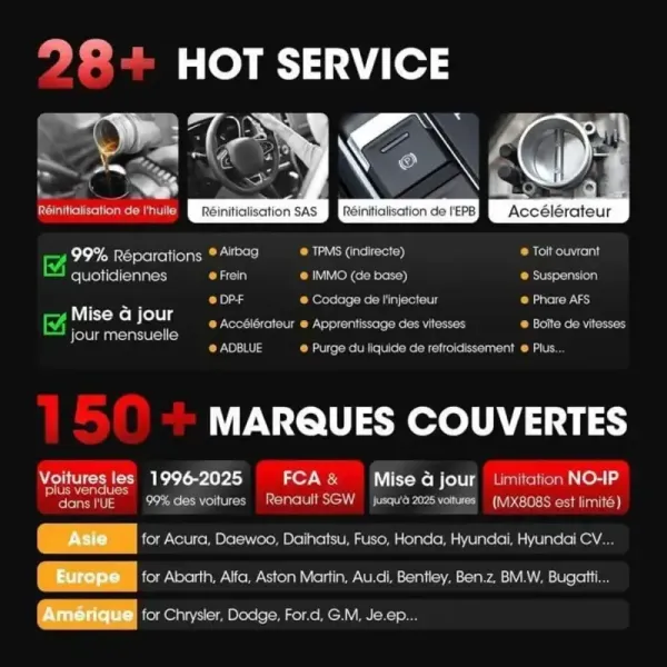 + de 28 services valise diagnostic mk808k-bt