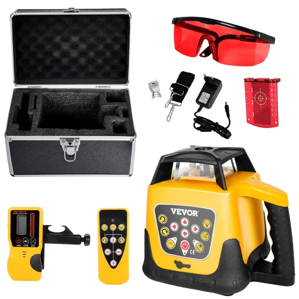 Kit Niveau Laser Rotatif Autonivelant 360° — Portée 300 m — Étanchéité IP54