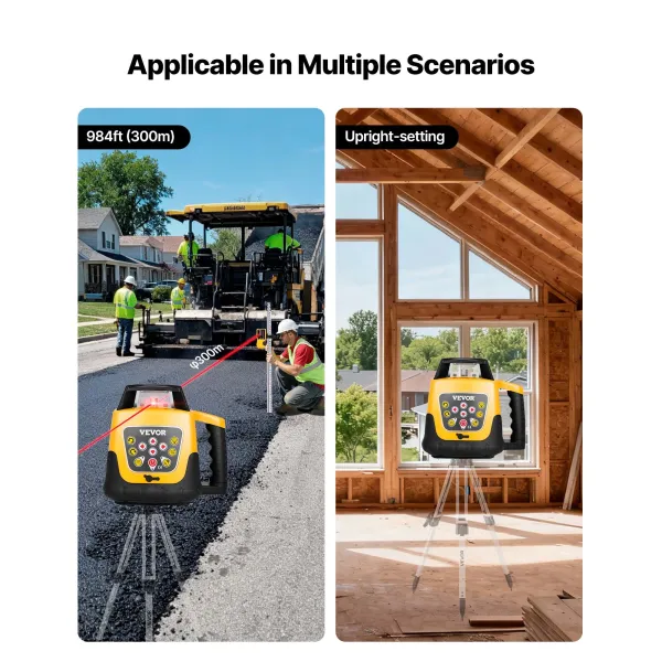 Kit Niveau Laser Rotatif Autonivelant 360° — Portée 300 m — Étanchéité IP54