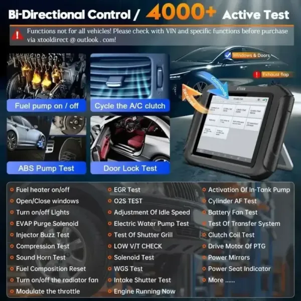 + de 4000 tests actifs valise diagnostic XTOOL D9S
