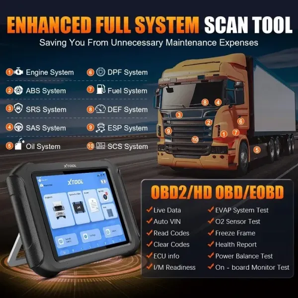 valise diagnostic XTOOL D9HD pour camion