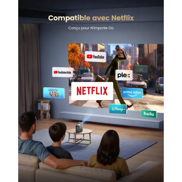 Vidéoprojecteur wimius P61 compatible avec netflix