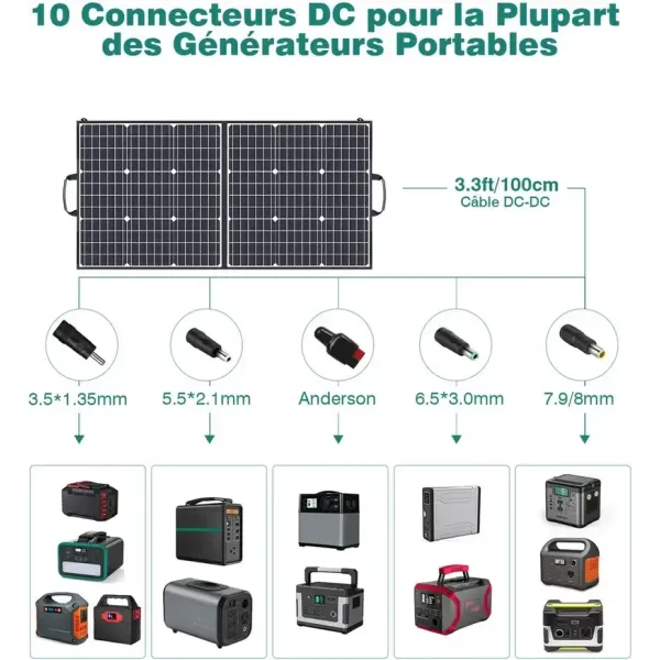 10 connecteurs DC pour la plupart des générateurs portables