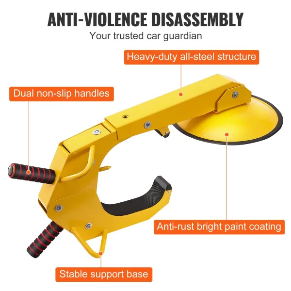 Antivol auto universel sabot antivol de roue 16-38 cm Bloque-Roue en Acier Q235 ventouse de 30 cm 2 Clés blocage de