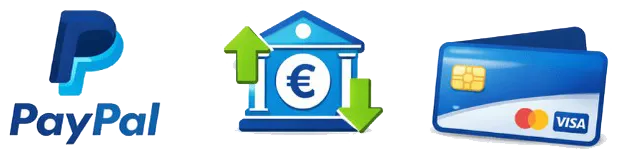 Moyens de paiement : PayPal, Virement bancaire, Carte bancaire